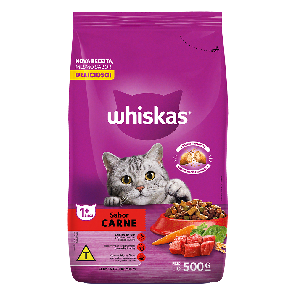 Ração Seca para Gatos Adultos WHISKAS® Carne  - 1