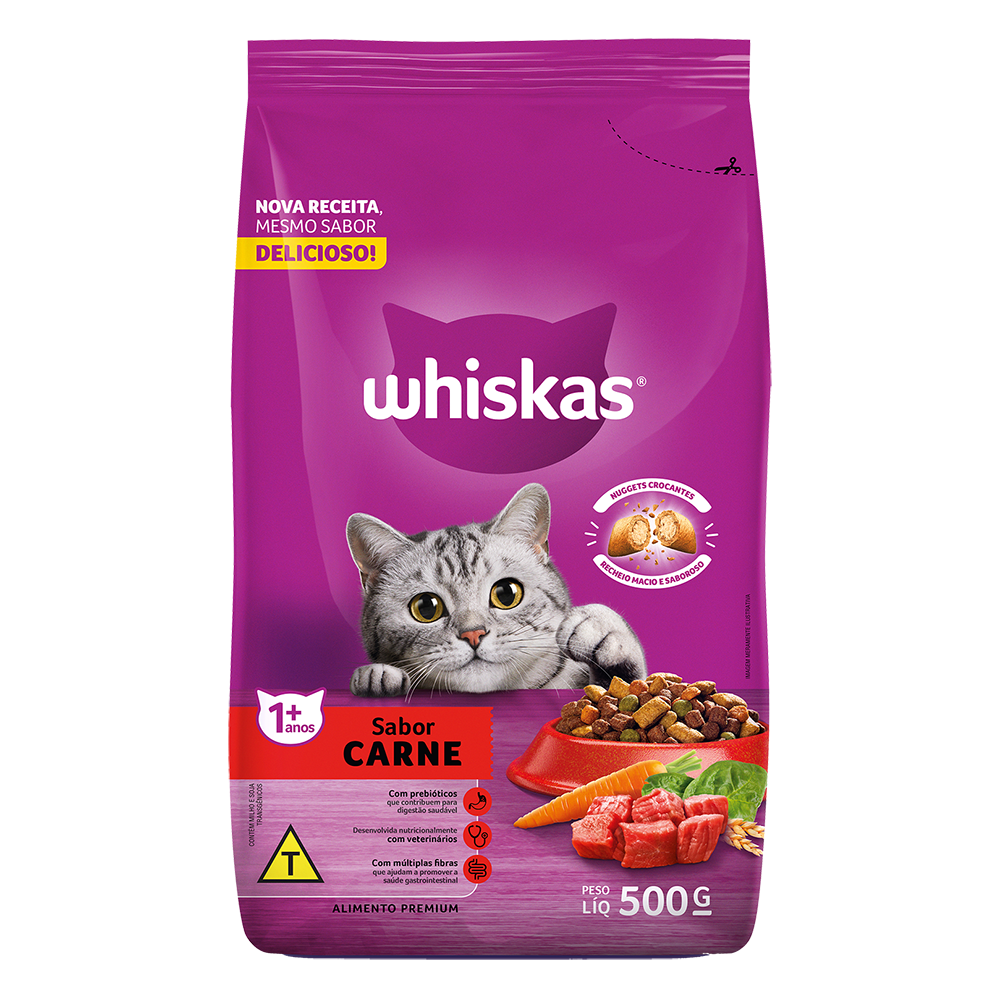 Ração Seca para Gatos Adultos WHISKAS® Carne - 1
