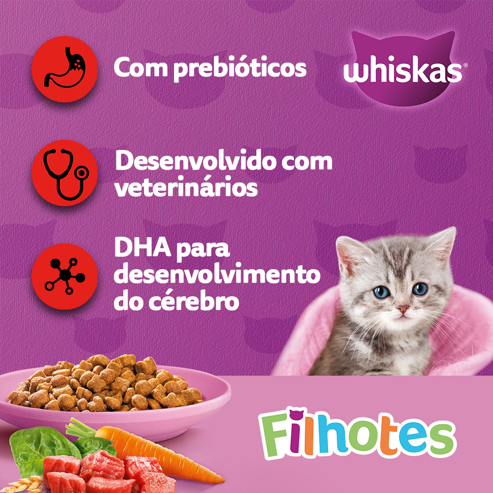 Ração Seca para Gatos Filhotes WHISKAS® Carne e Leite - 2
