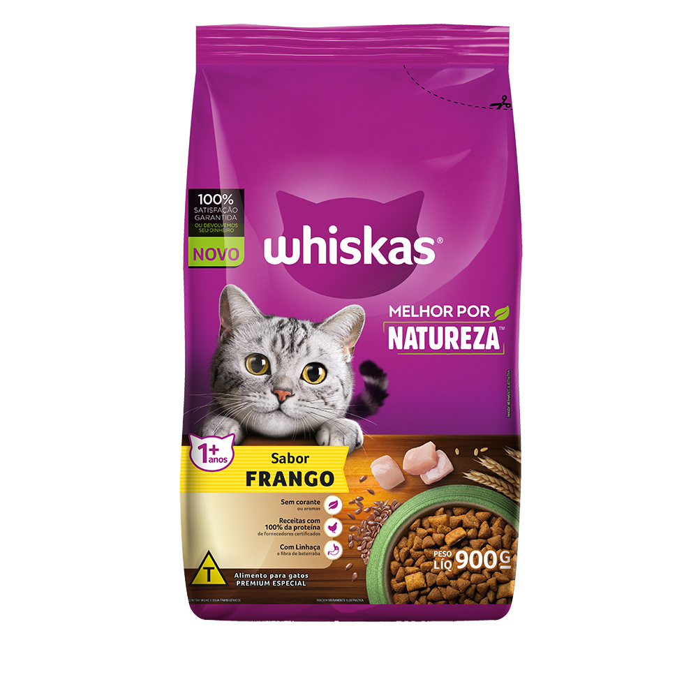 Ração Seca para Gatos Adultos WHISKAS® Melhor Por Natureza Frango  - 1