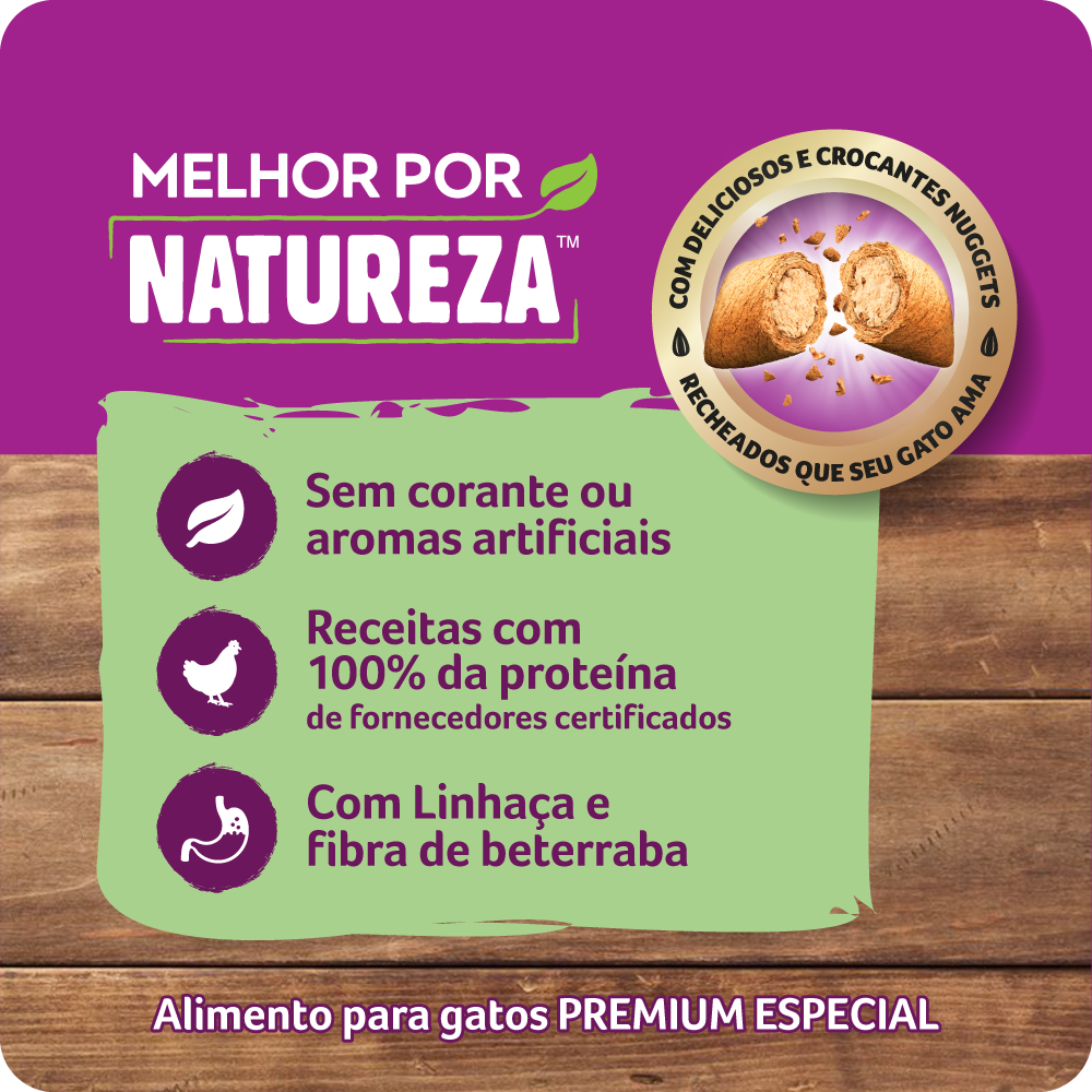 Ração Seca para Gatos Adultos WHISKAS® Melhor Por Natureza Frango  - 3