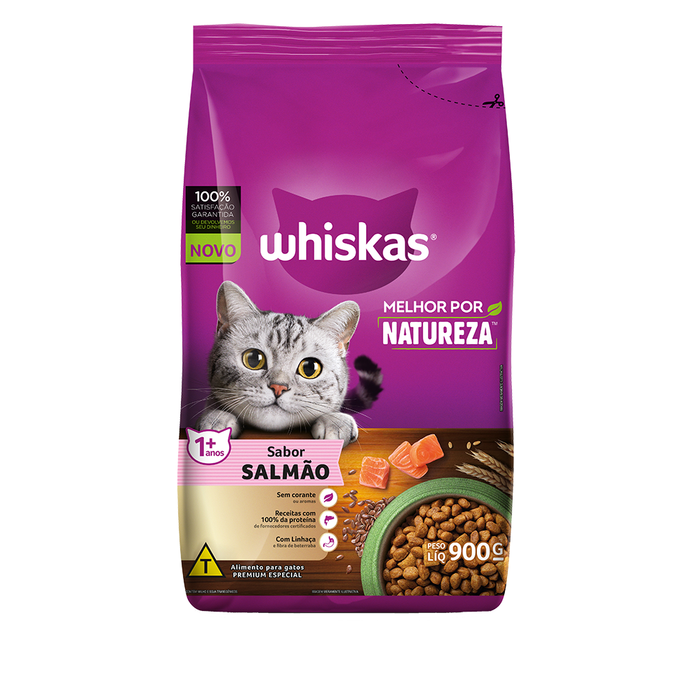 Ração Seca para Gatos Adultos WHISKAS® Melhor Por Natureza Salmão - 1