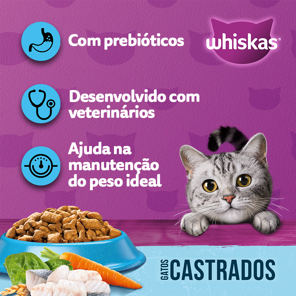 Ração Seca para Gatos Adultos Castrados WHISKAS® Peixe  - 2