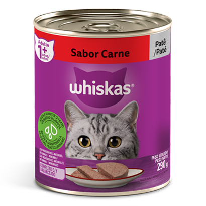 Ração Úmida para Gatos Adultos WHISKAS® Lata Patê de Carne - 1