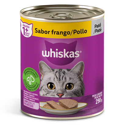 Ração Úmida para Gatos Adultos WHISKAS® Lata Patê de Frango - 1