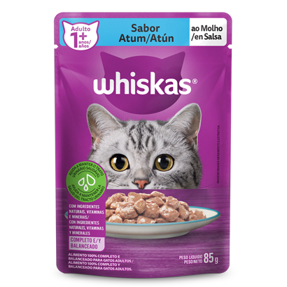 Ração Úmida para Gatos Adultos WHISKAS® Sachê Atum ao Molho  - 1