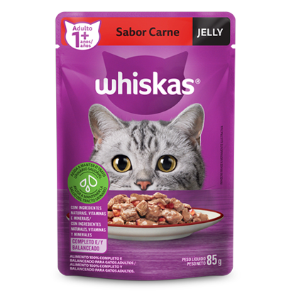 Ração Úmida para Gatos Adultos WHISKAS® Sachê Carne Jelly  - 1