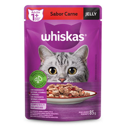 Ração Úmida para Gatos Adultos WHISKAS® Sachê Carne Jelly - 1