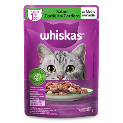 Ração Úmida para Gatos Adultos WHISKAS® Sachê Cordeiro ao Molho  - 1