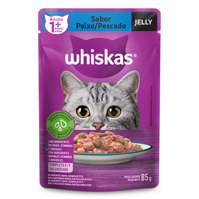 Ração Úmida para Gatos Adultos WHISKAS® Sachê Peixe Jelly  - 1