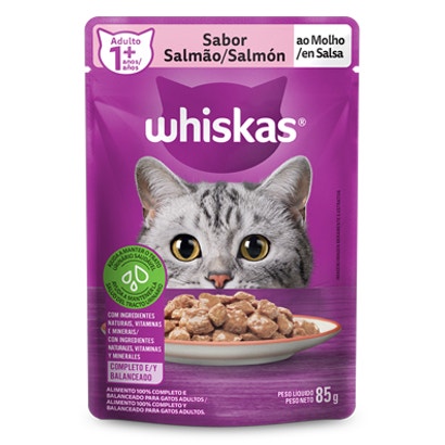 Ração Úmida para Gatos Adultos WHISKAS® Sachê Salmão ao Molho  - 1