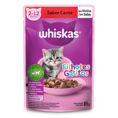 Ração Úmida para Gatos Filhotes WHISKAS® Sachê Carne ao Molho  - 1