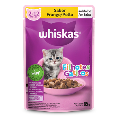 Ração Úmida para Gatos Filhotes WHISKAS® Sachê Frango ao Molho  - 1