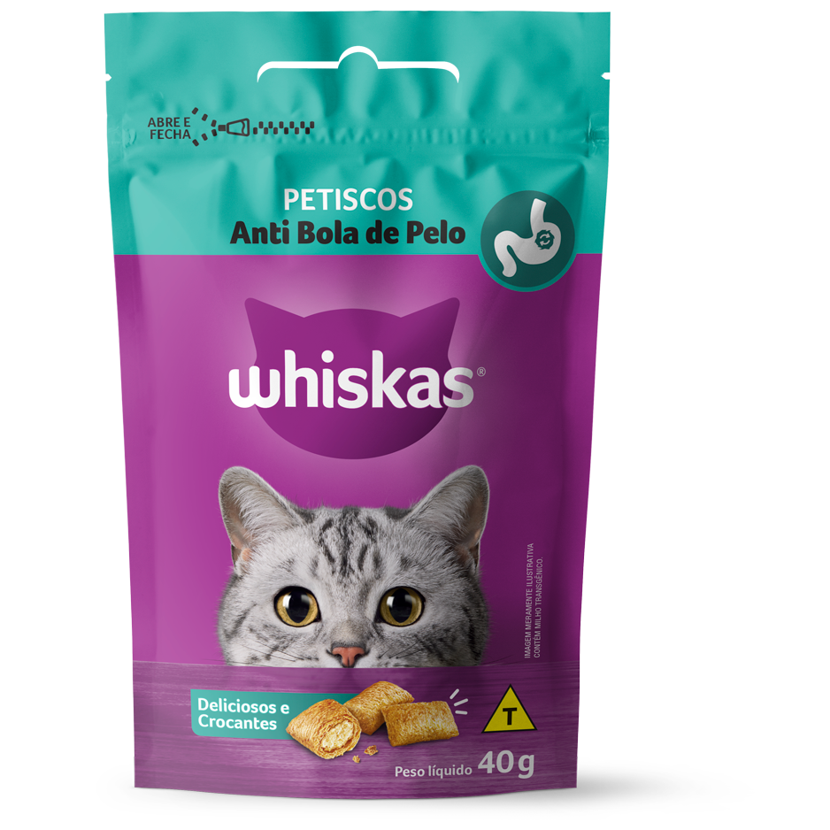 Petiscos para Gatos Adultos WHISKAS® Anti Bola de Pelo - 1