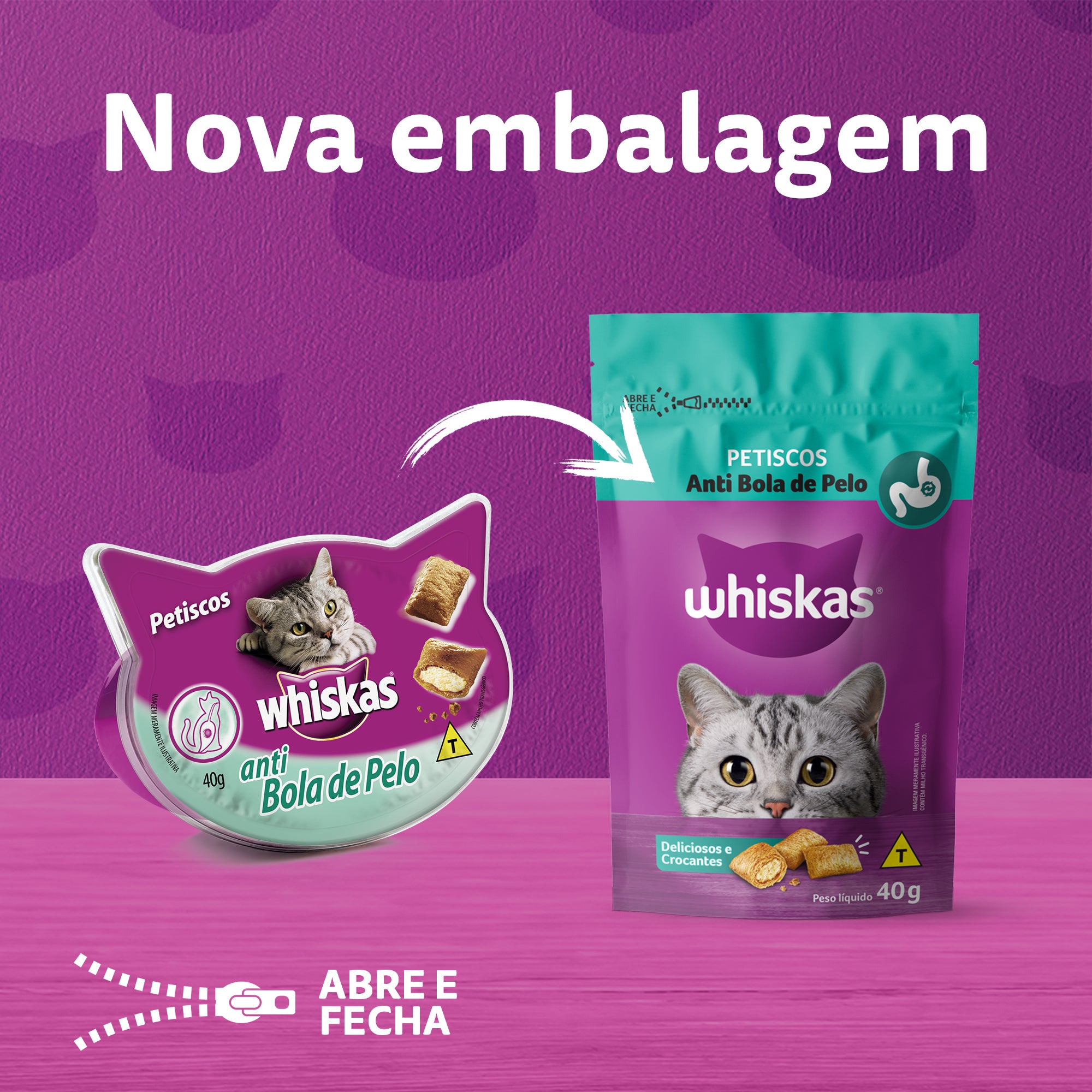 Petiscos para Gatos Adultos WHISKAS® Anti Bola de Pelo - 7