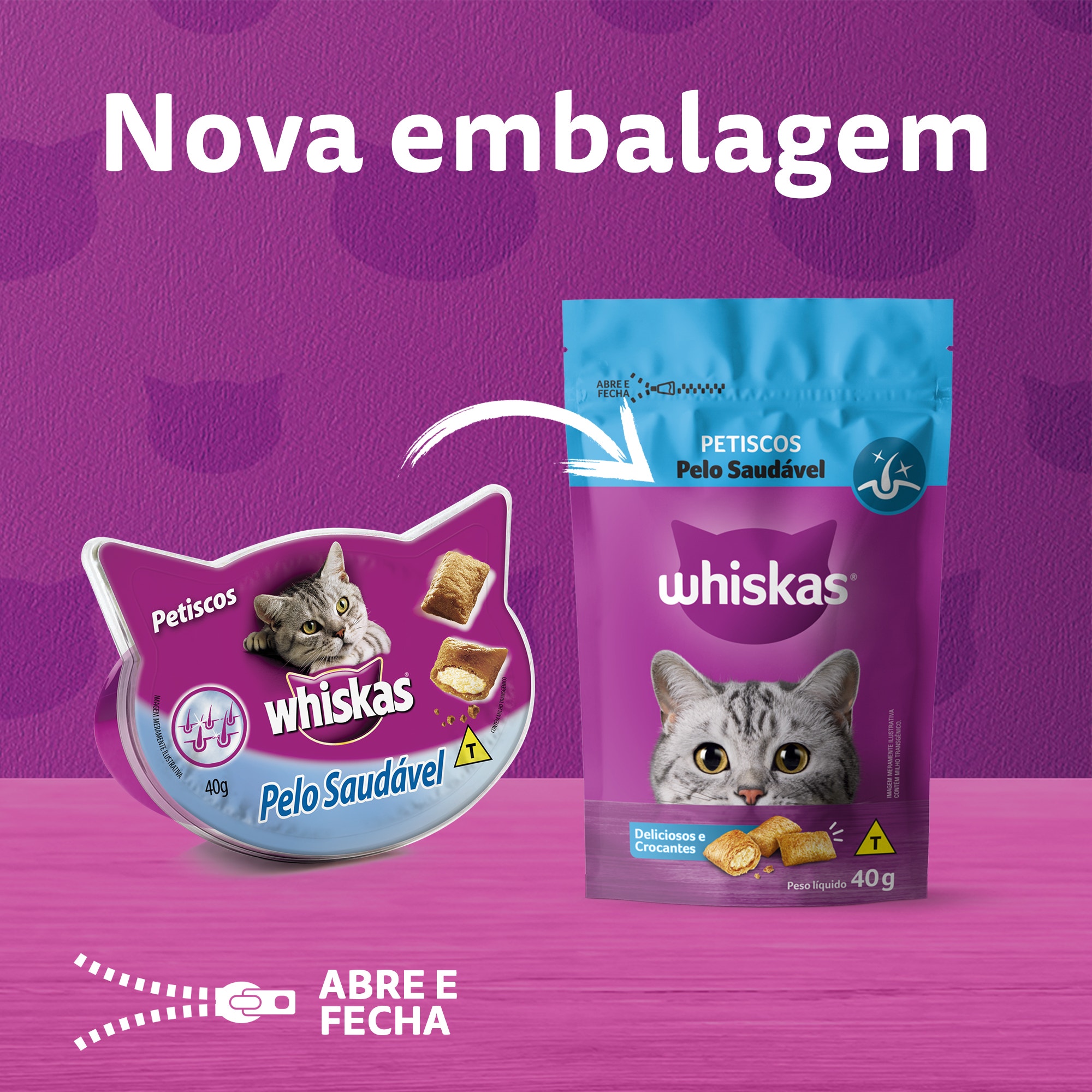 Petiscos para Gatos Adultos WHISKAS® Pelo Saudável - 7