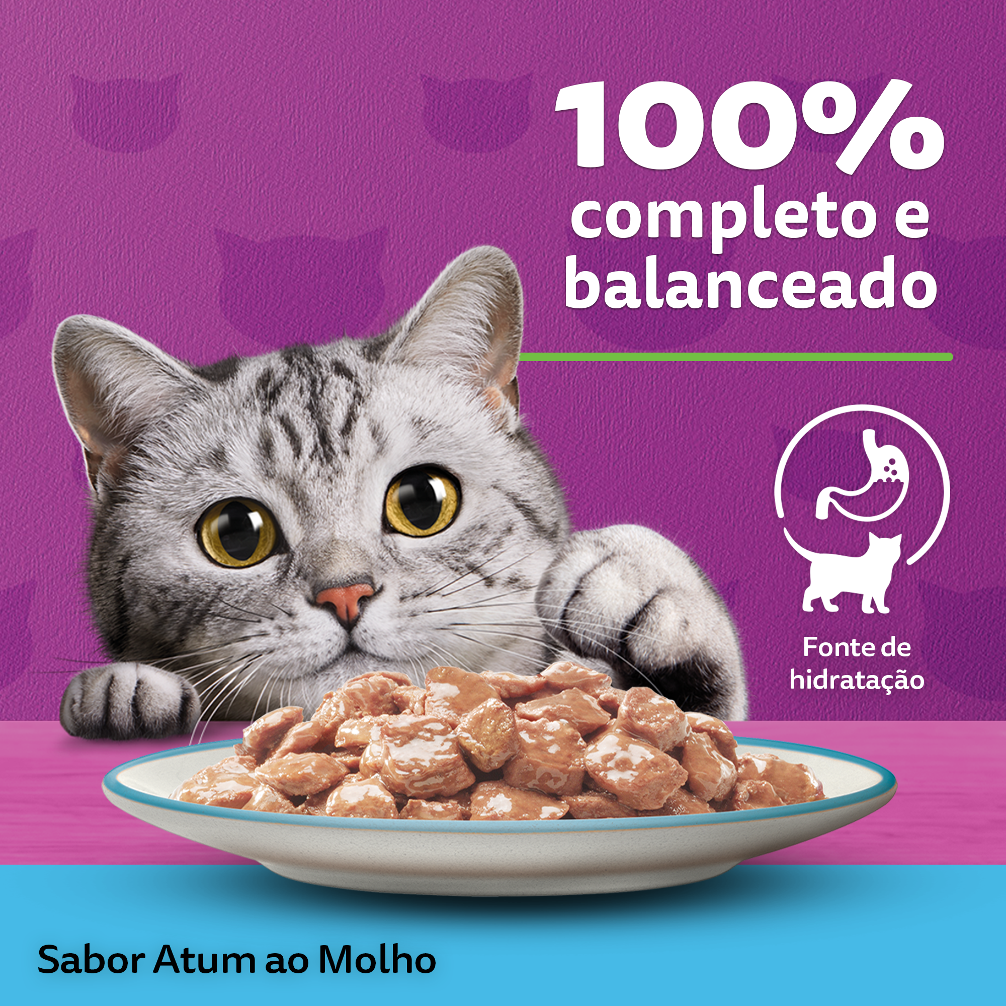 Ração Úmida para Gatos Adultos WHISKAS® Lata Atum ao Molho  - 3