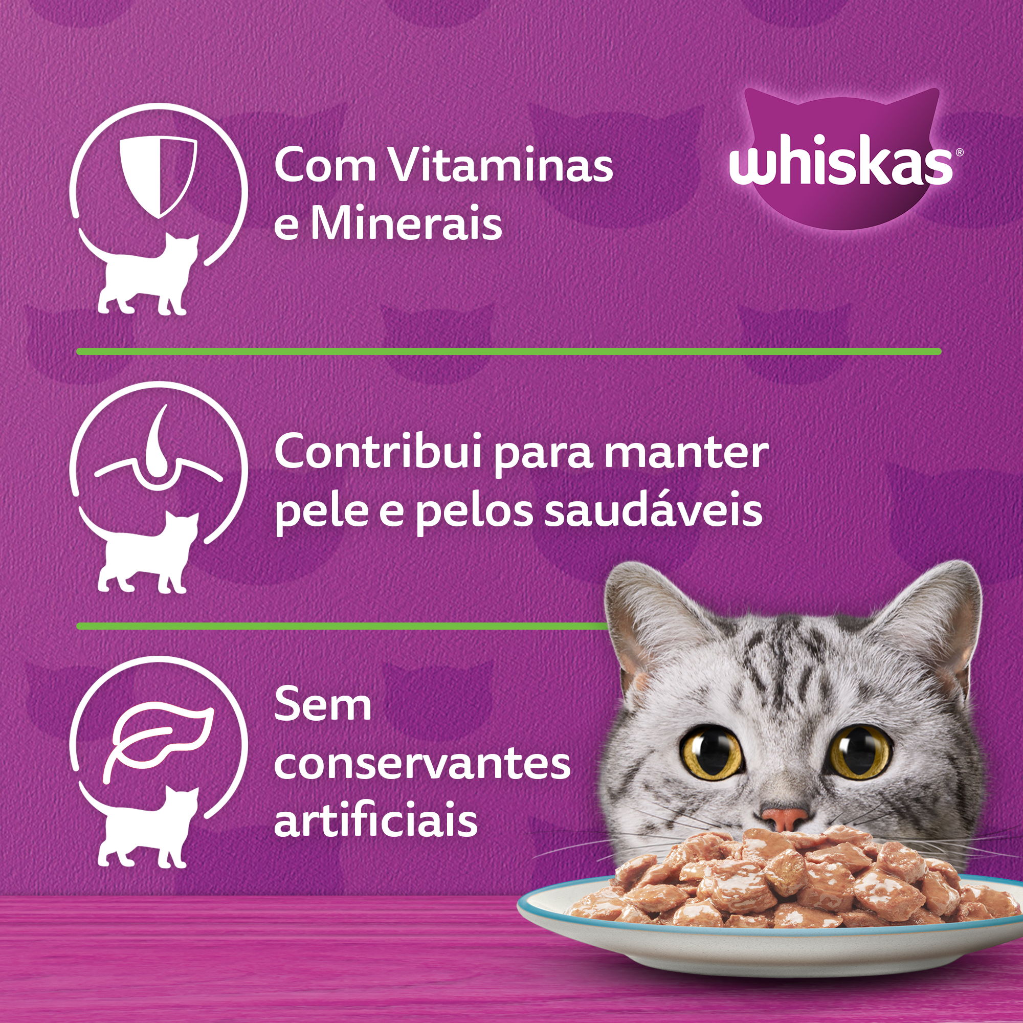 Ração Úmida para Gatos Adultos WHISKAS® Lata Atum ao Molho  - 2