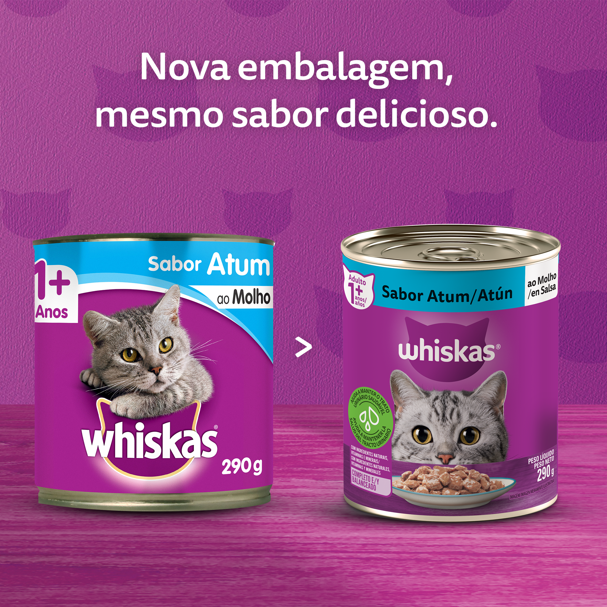 Ração Úmida para Gatos Adultos WHISKAS® Lata Atum ao Molho  - 7