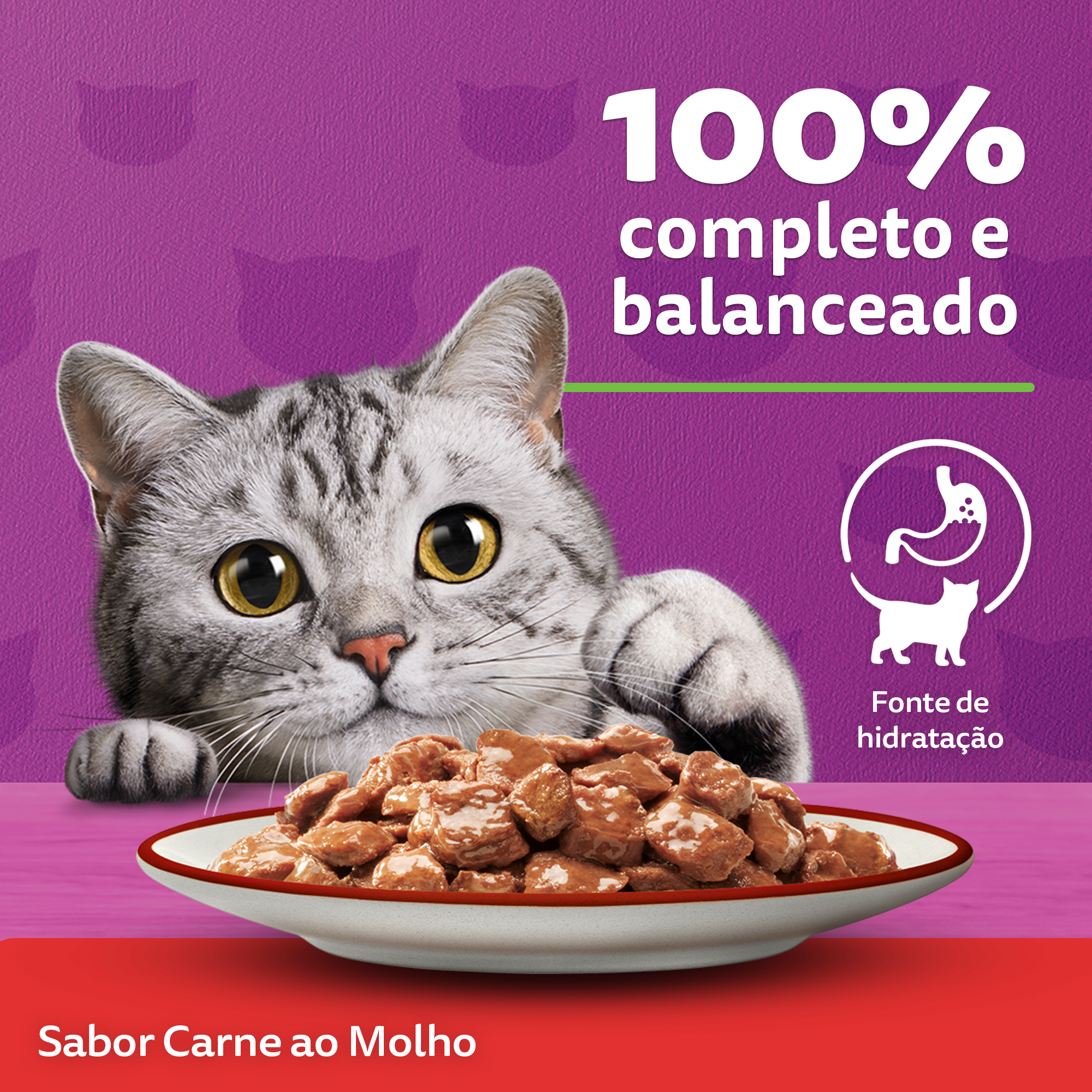Ração Úmida para Gatos Adultos WHISKAS® Lata Carne ao Molho - 3