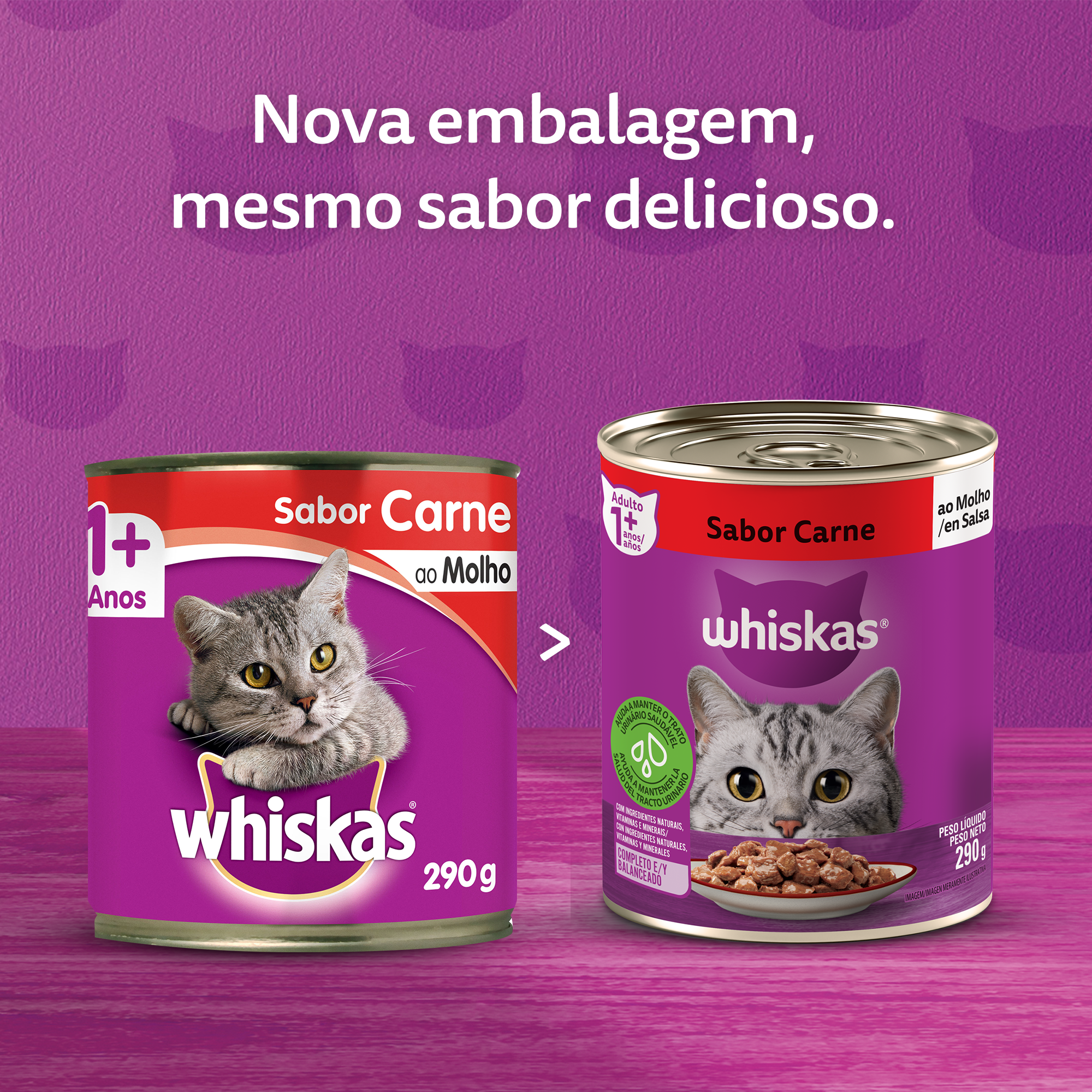 Ração Úmida para Gatos Adultos WHISKAS® Lata Carne ao Molho  - 7