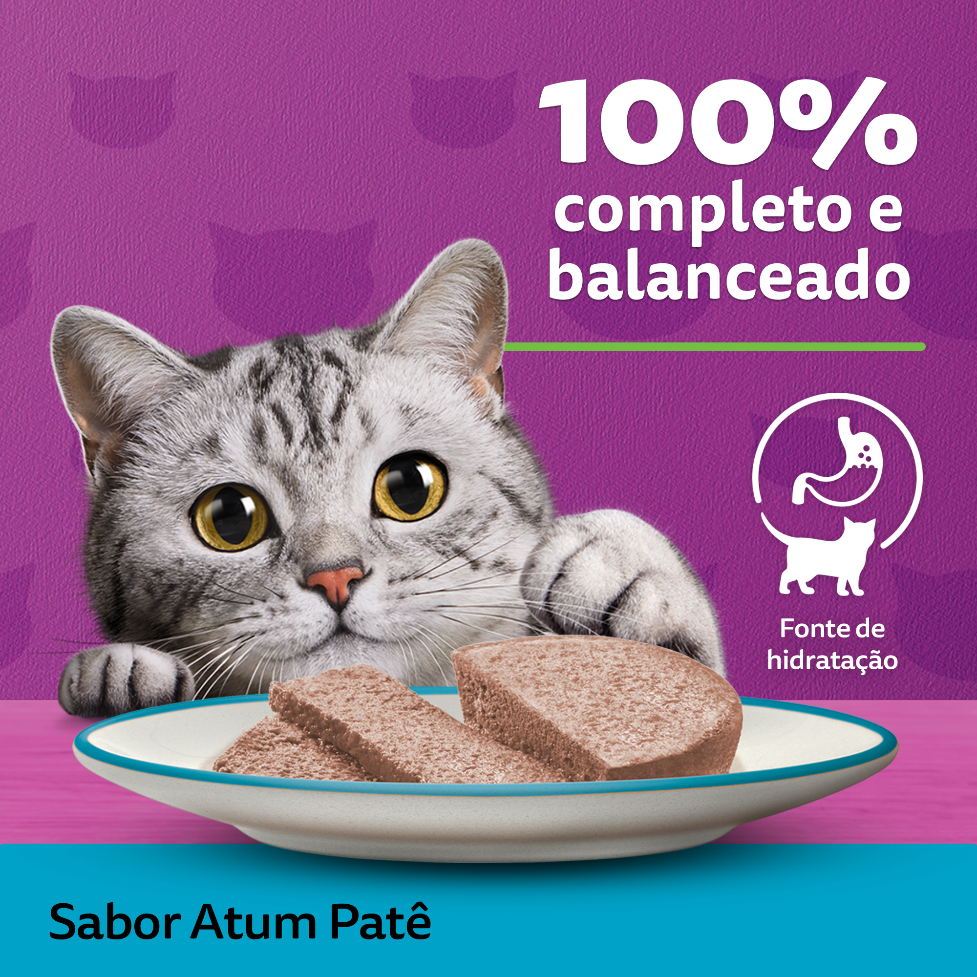 Ração Úmida para Gatos Adultos WHISKAS® Lata Patê de Atum - 3