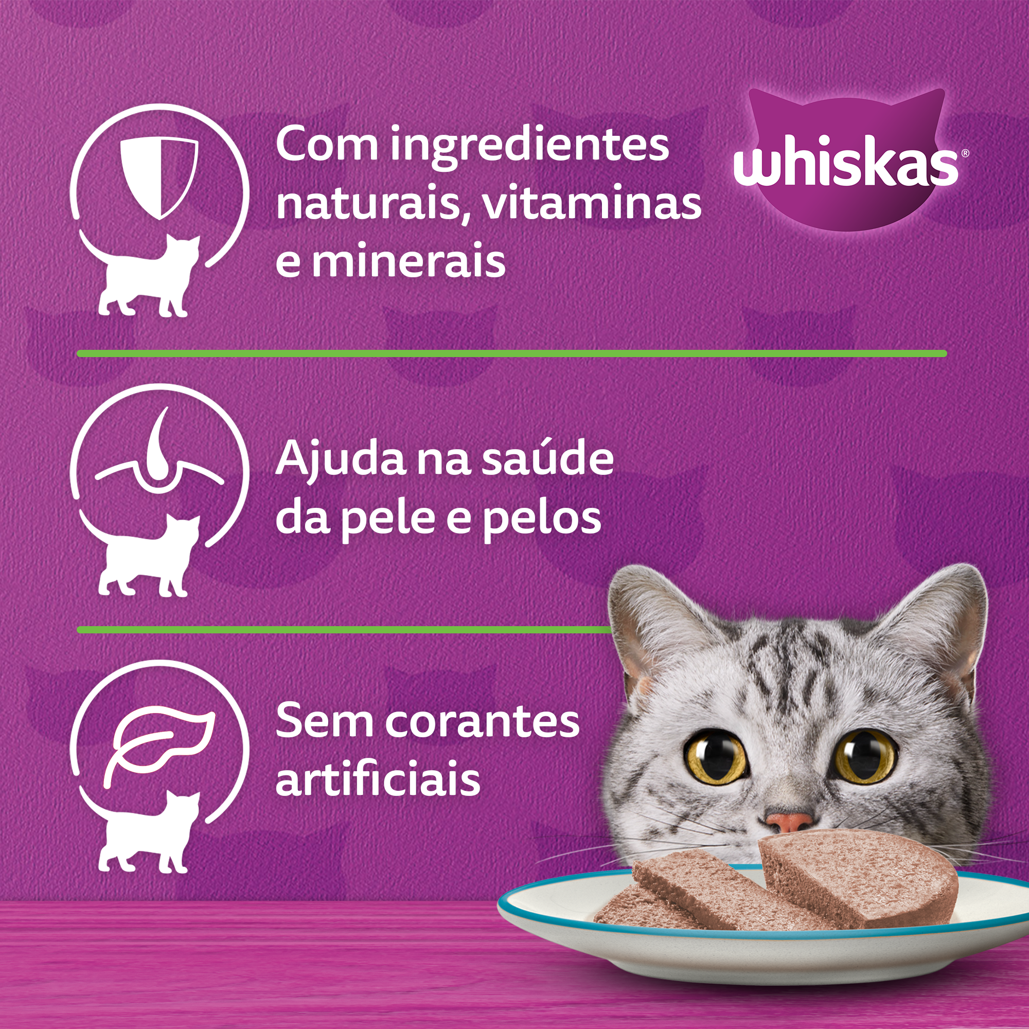 Ração Úmida para Gatos Adultos WHISKAS® Lata Patê de Atum - 2