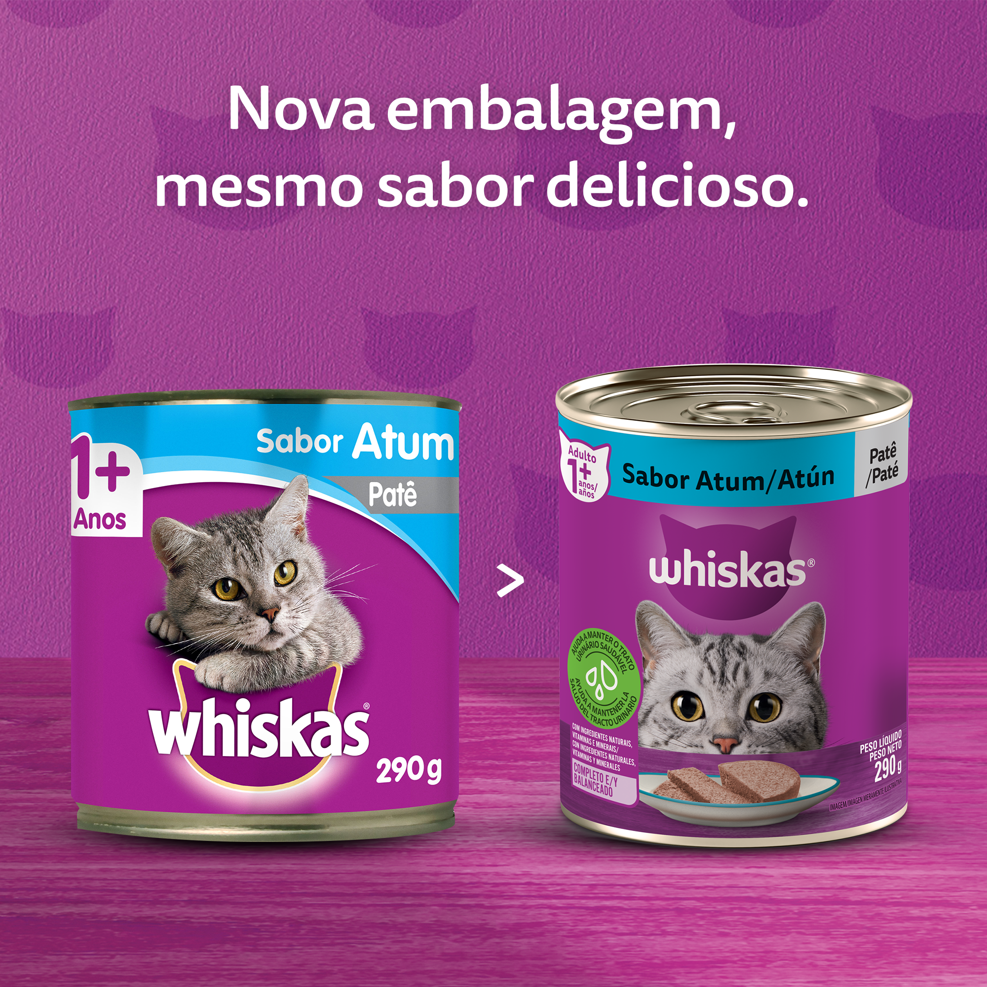 Ração Úmida para Gatos Adultos WHISKAS® Lata Patê de Atum - 7