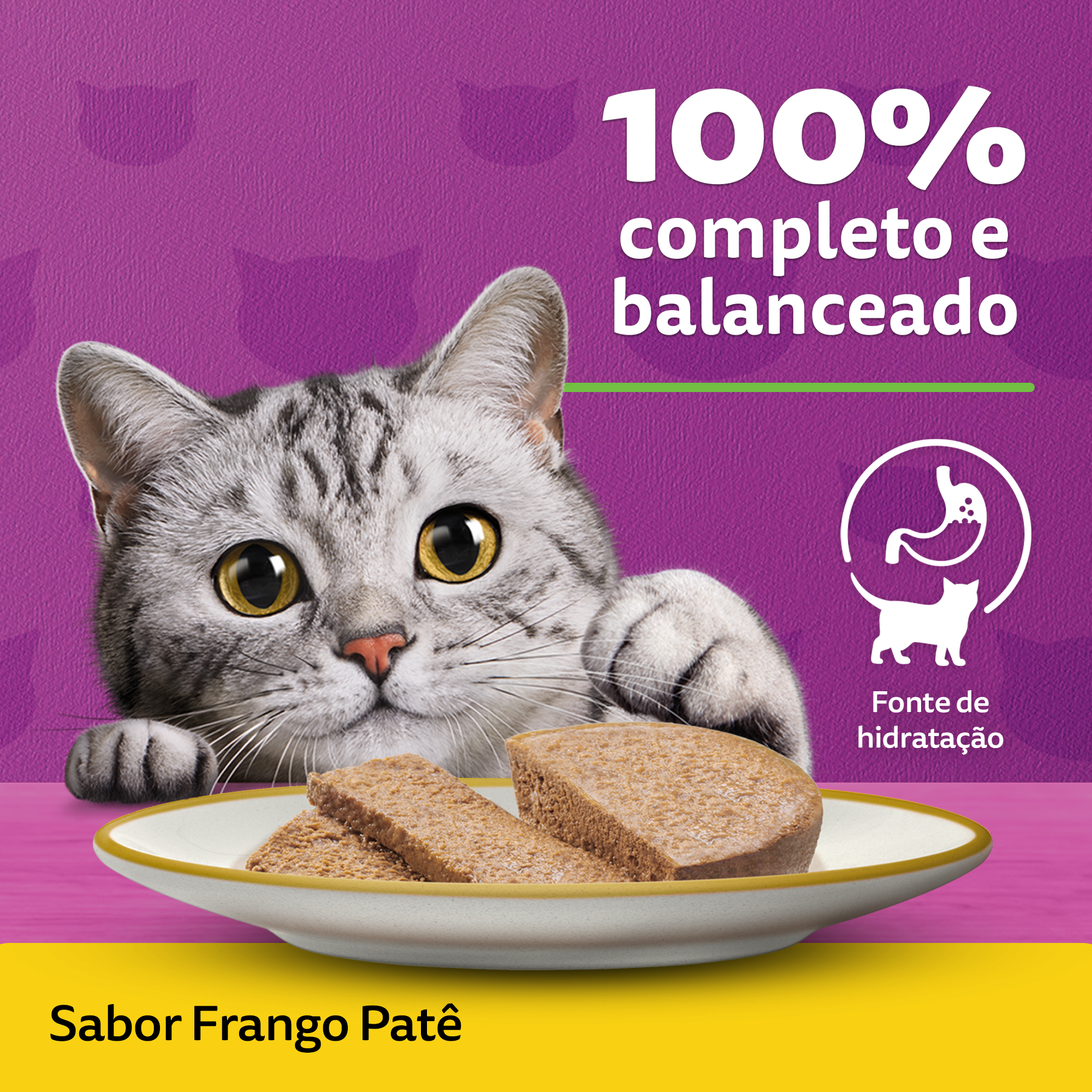 Ração Úmida para Gatos Adultos WHISKAS® Lata Patê de Frango - 3