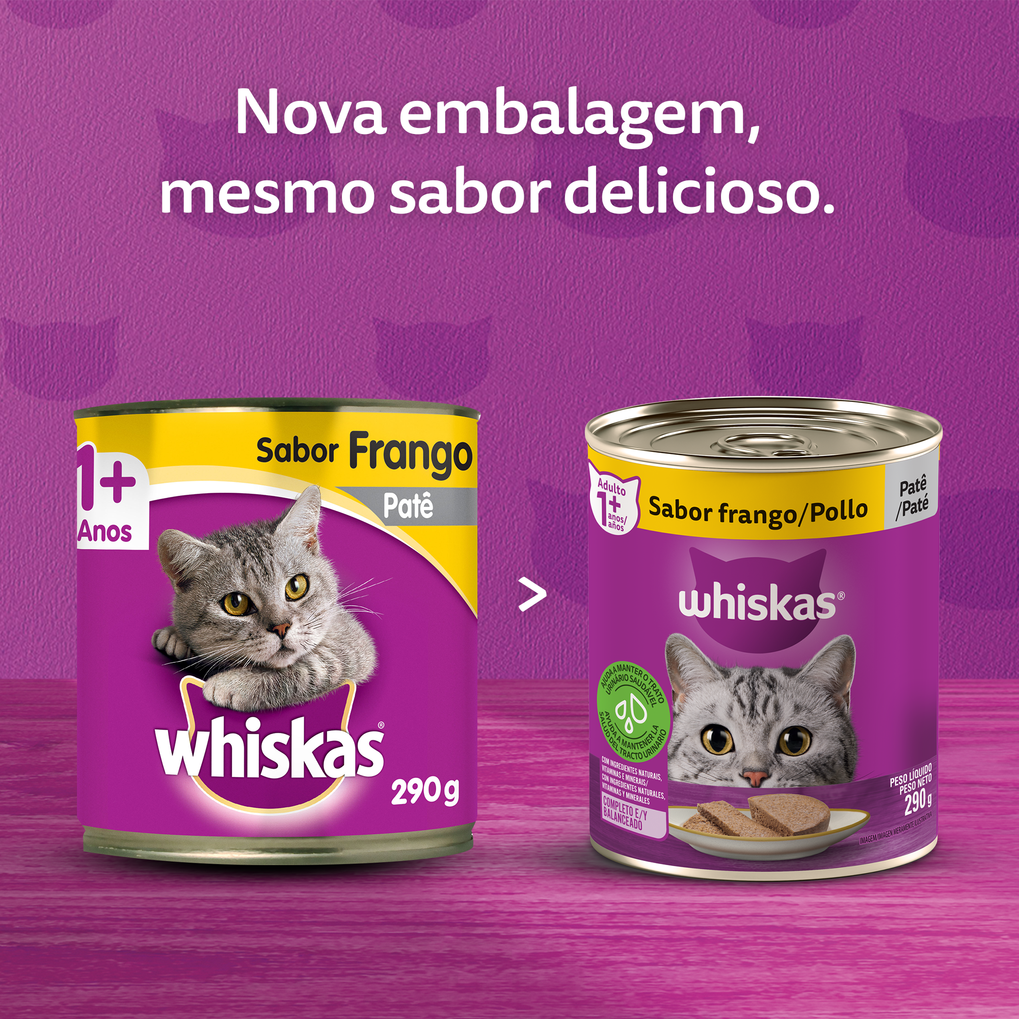 Ração Úmida para Gatos Adultos WHISKAS® Lata Patê de Frango - 7