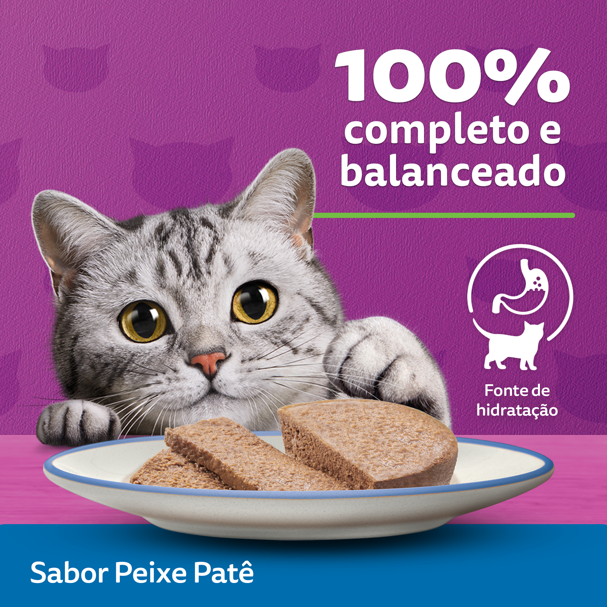 Ração Úmida para Gatos Adultos WHISKAS® Lata Patê de Peixe - 3