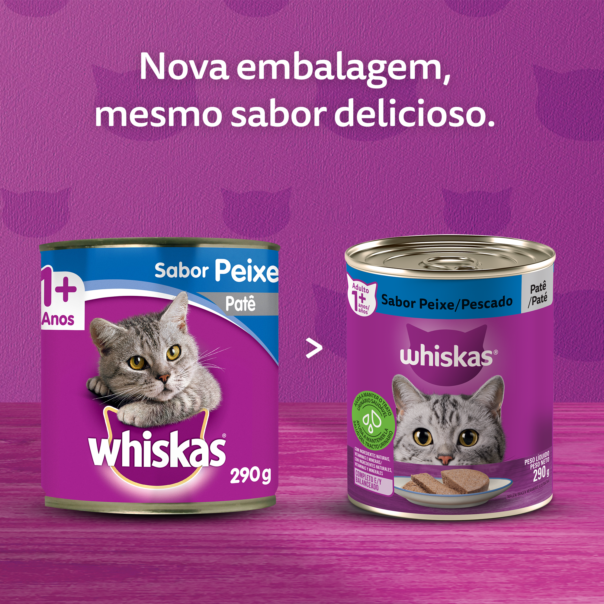 Ração Úmida para Gatos Adultos WHISKAS® Lata Patê de Peixe - 7