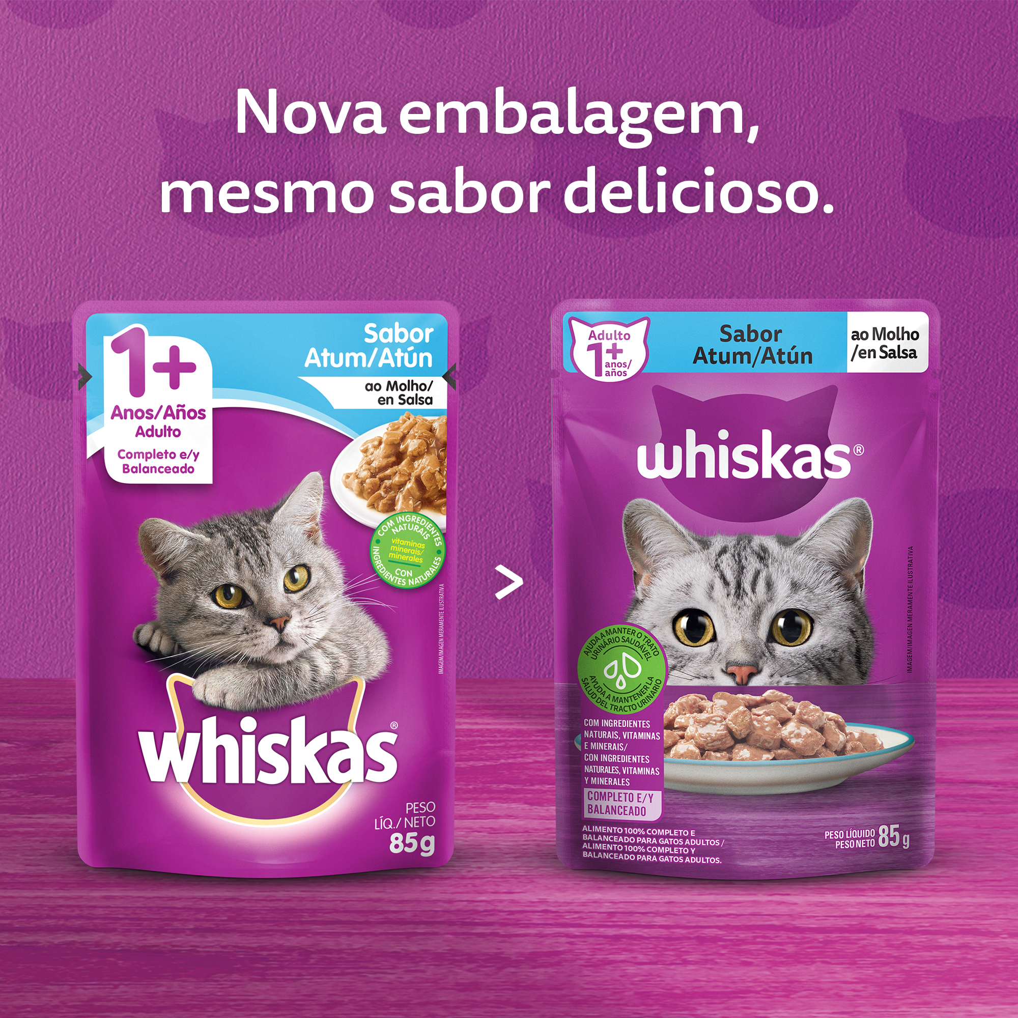 Ração Úmida para Gatos Adultos WHISKAS® Sachê Atum ao Molho  - 7