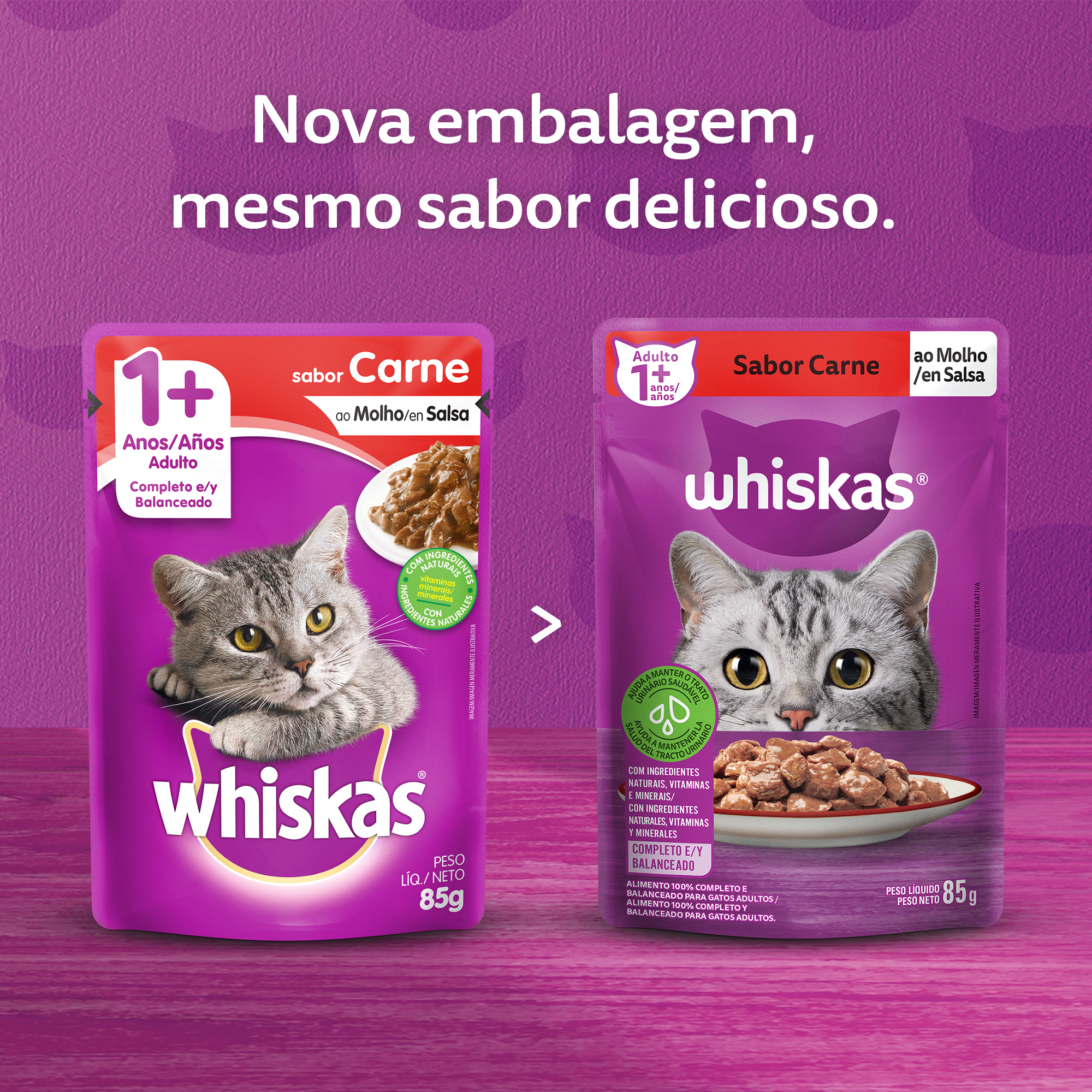 Ração Úmida para Gatos Adultos WHISKAS® Sachê Carne ao Molho - 7