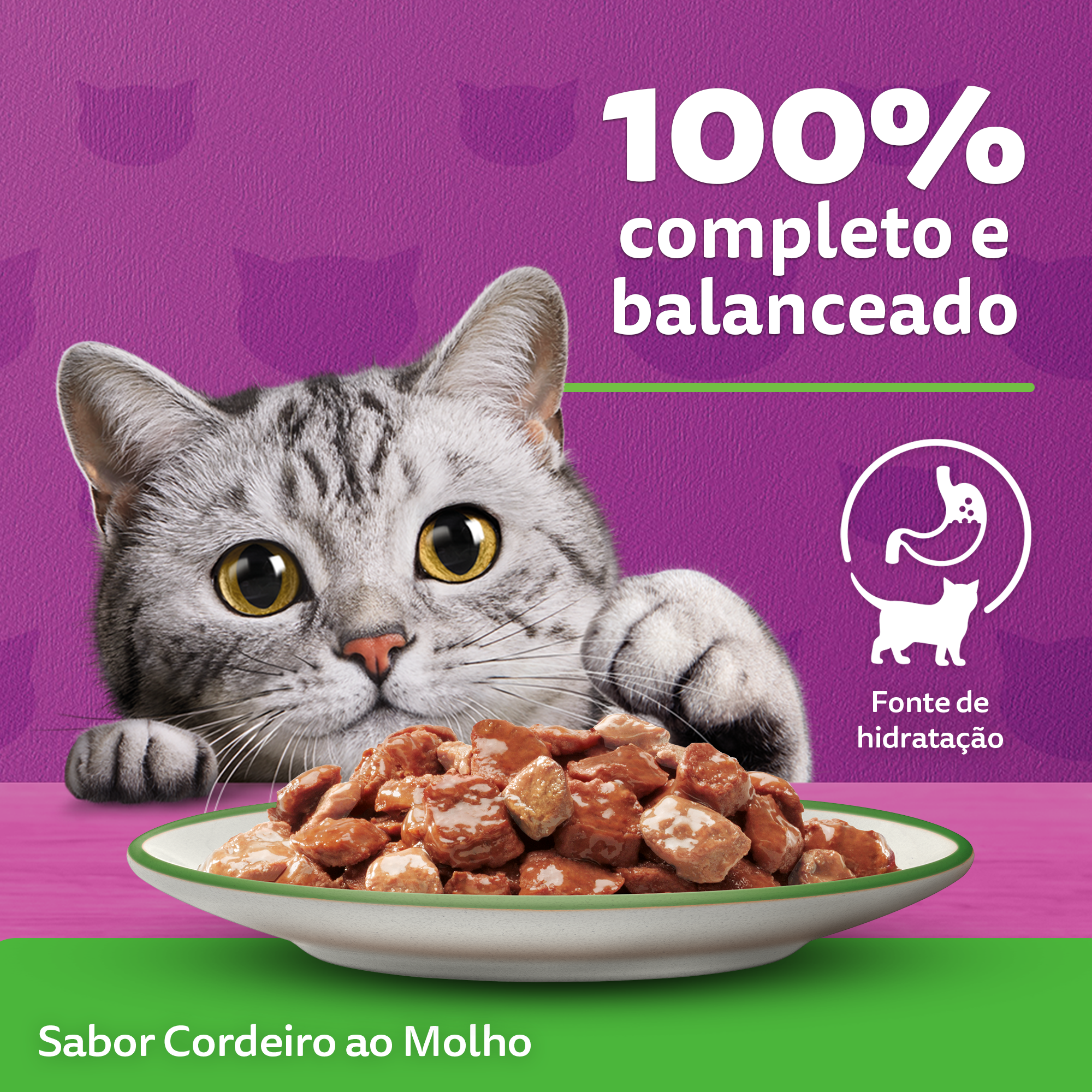 Ração Úmida para Gatos Adultos WHISKAS® Sachê Cordeiro ao Molho  - 3