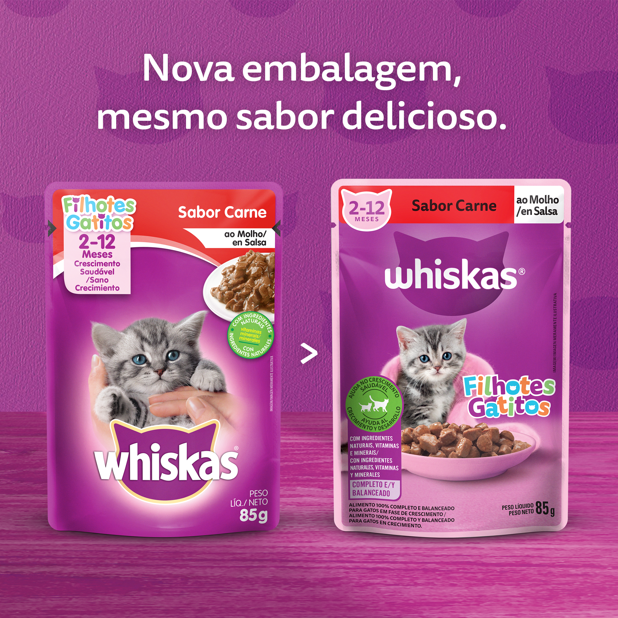 Ração Úmida para Gatos Filhotes WHISKAS® Sachê Carne ao Molho  - 7