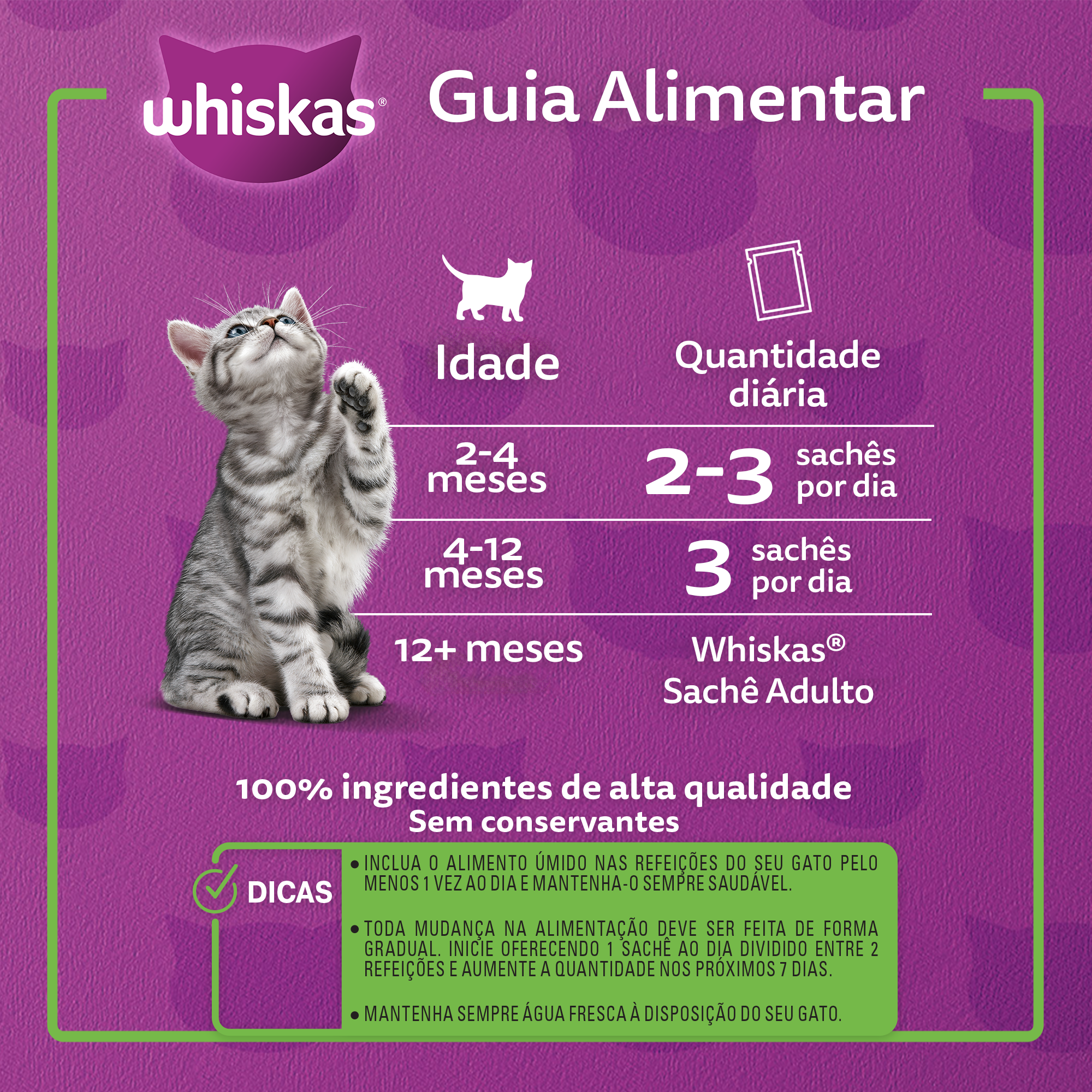 Ração Úmida para Gatos Filhotes WHISKAS® Sachê Frango ao Molho  - 5