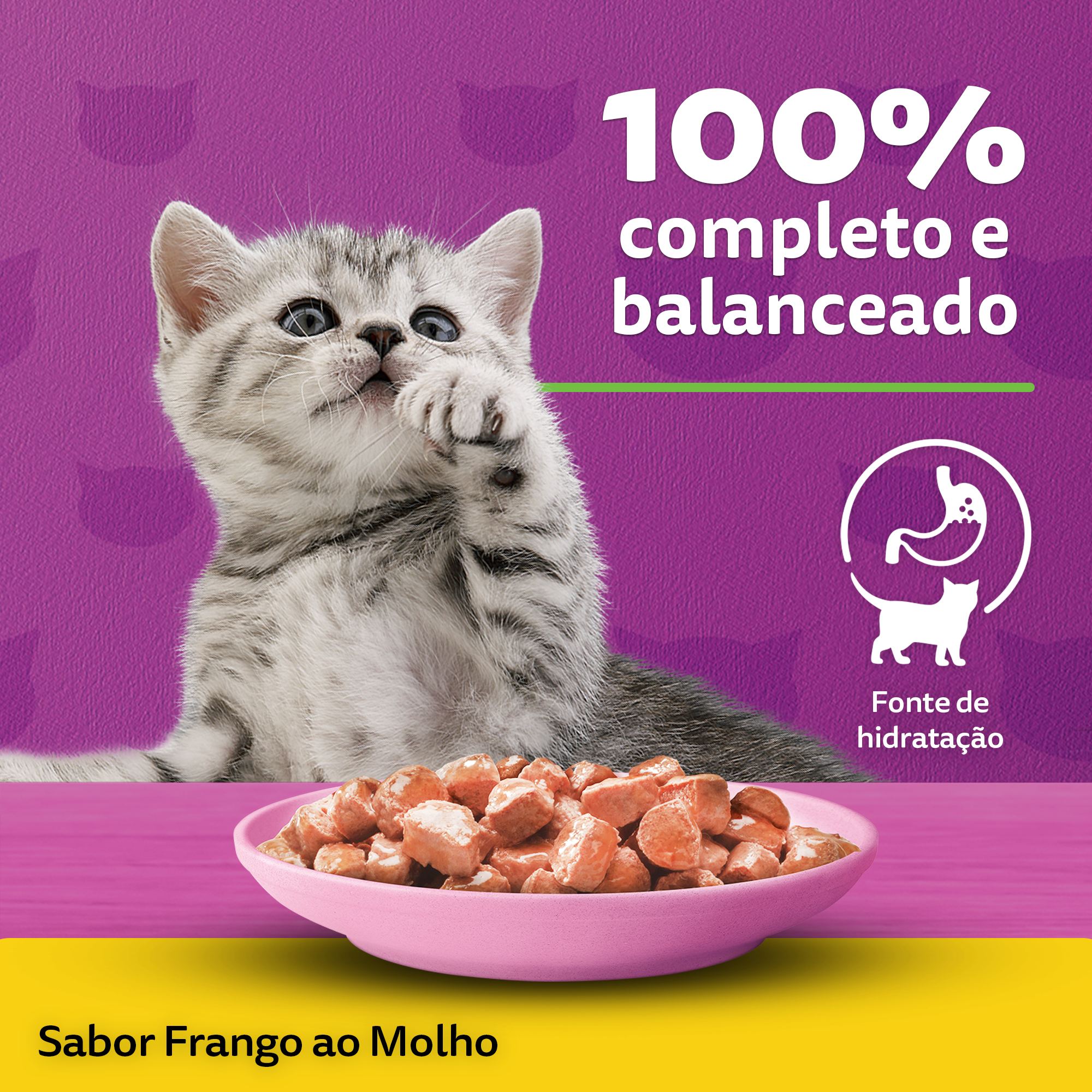 Ração Úmida para Gatos Filhotes WHISKAS® Sachê Frango ao Molho  - 3