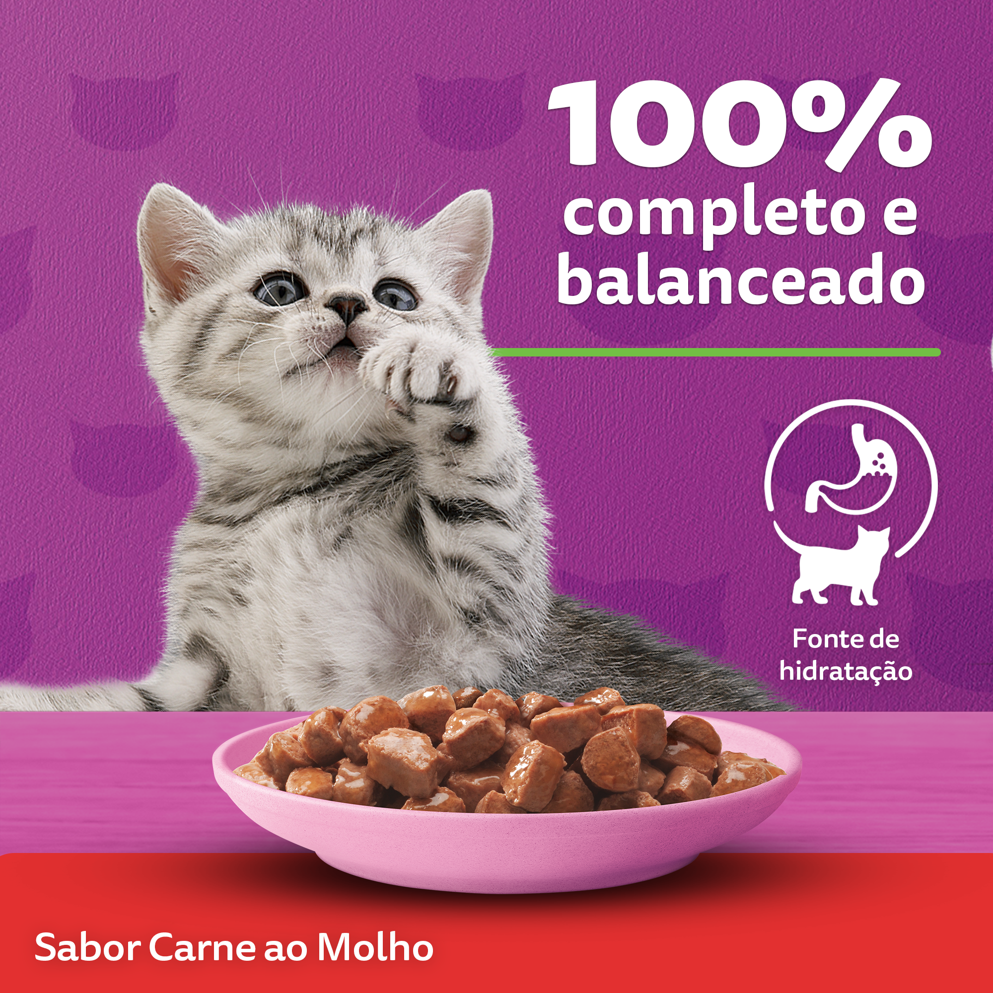 Ração Úmida para Gatos Filhotes WHISKAS® Sachê Carne ao Molho  - 3