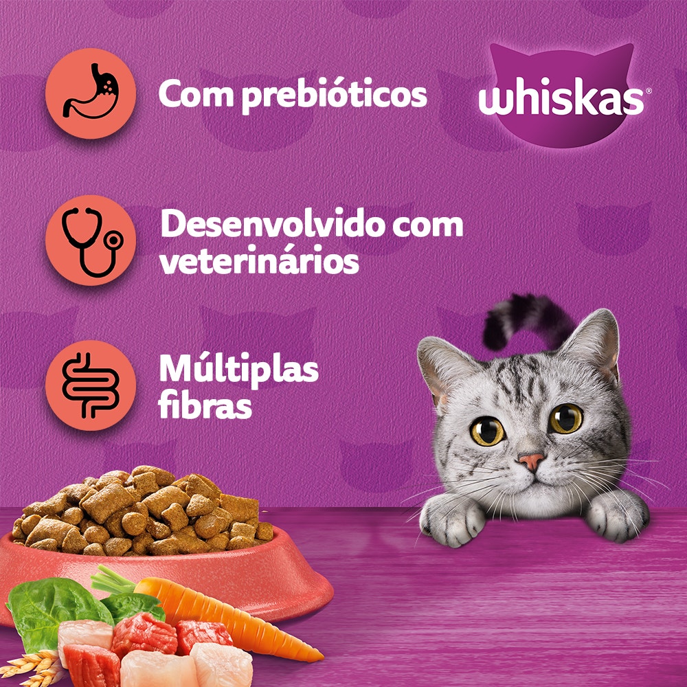Ração Seca para Gatos Adultos WHISKAS® Sabor Mix de Carnes - 2