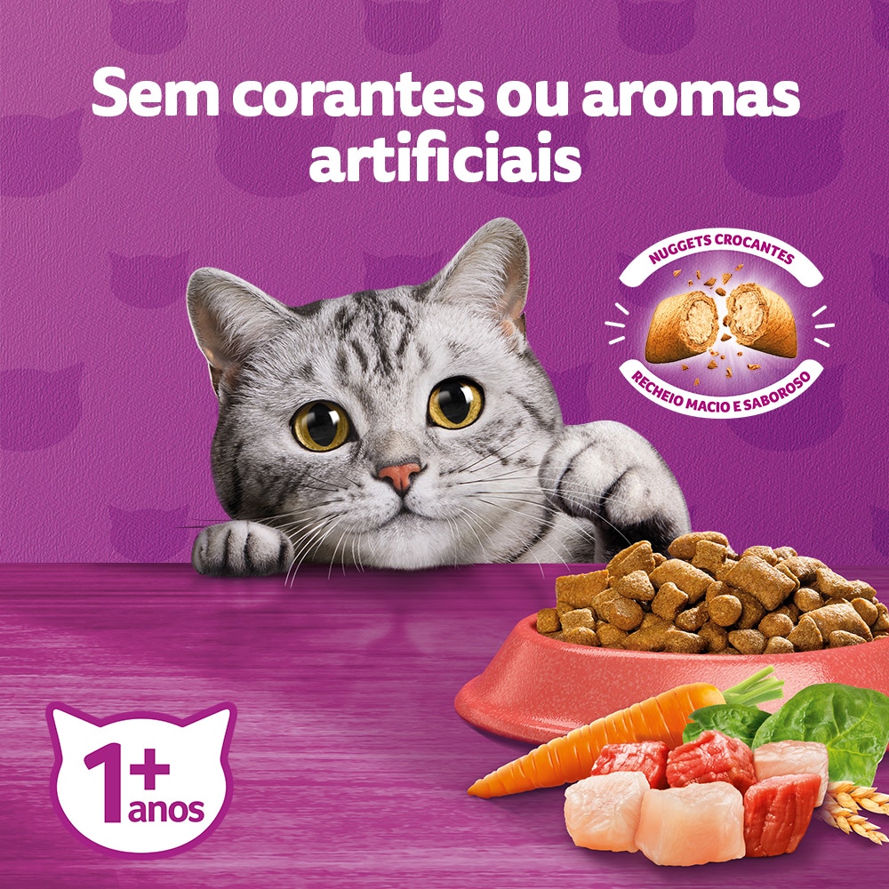 Ração Seca para Gatos Adultos WHISKAS® Sabor Mix de Carnes - 3