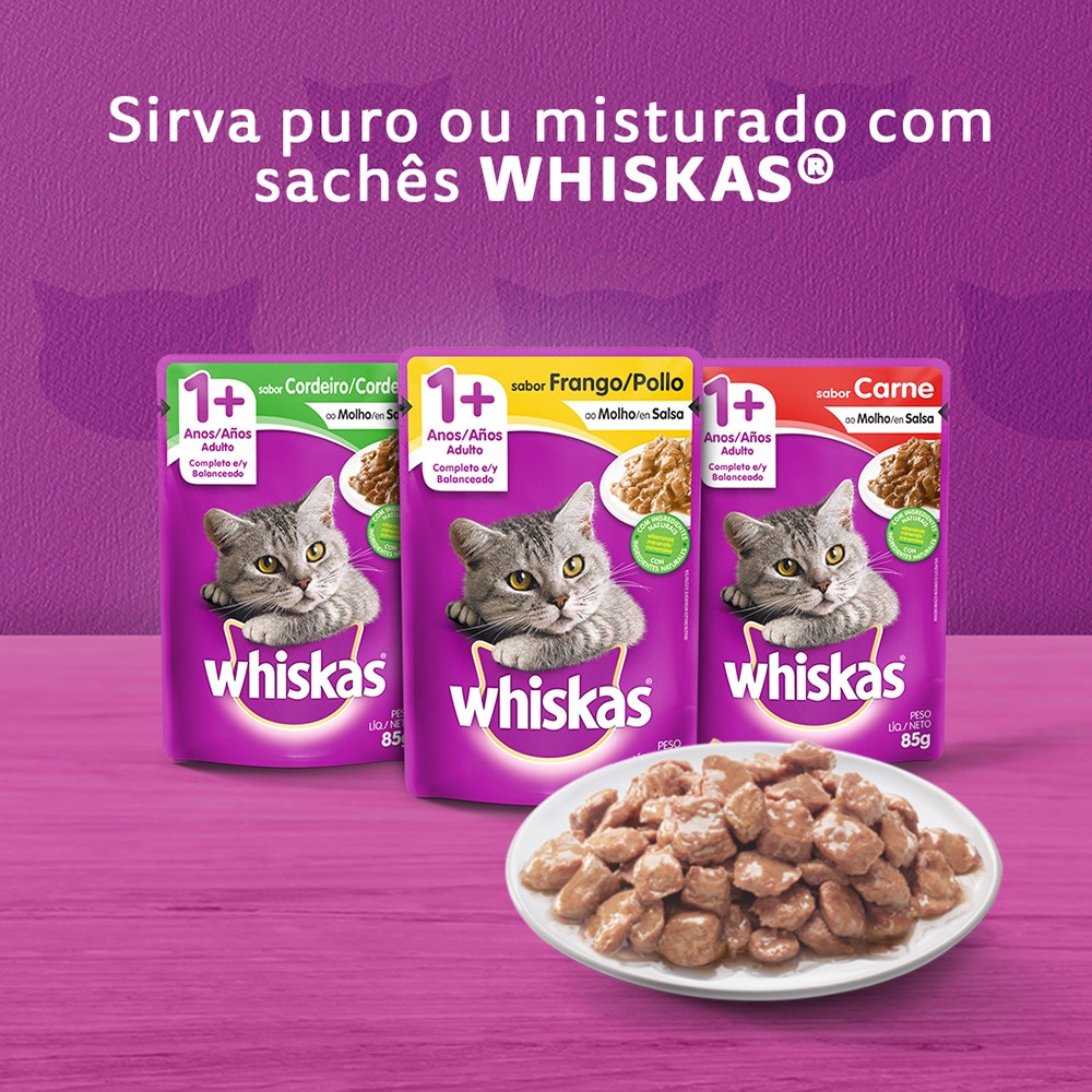 Ração Seca para Gatos Adultos WHISKAS® Sabor Mix de Carnes - 6