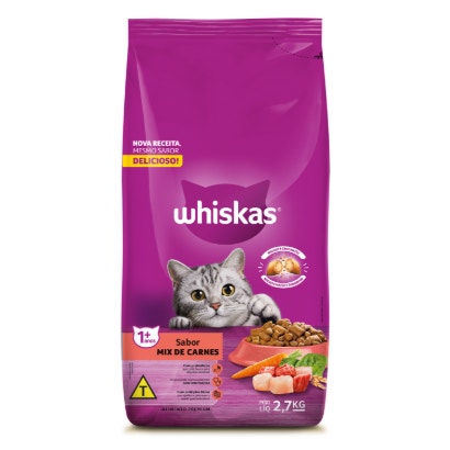 Ração Seca para Gatos Adultos WHISKAS® Sabor Mix de Carnes - 1