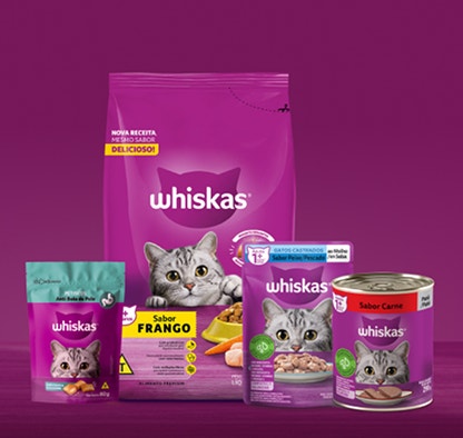 Embalagens dos produtos para gatos WHISKAS®