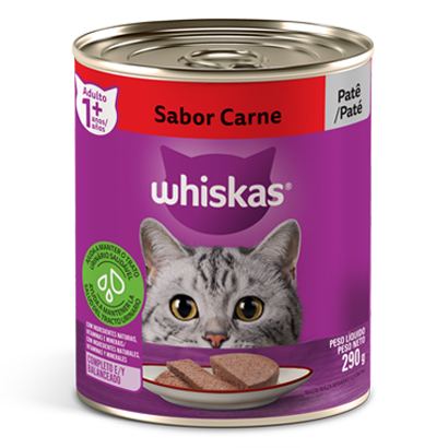 Ração Úmida para Gatos Adultos WHISKAS® Lata Patê de Carne