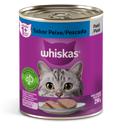 Ração Úmida para Gatos Adultos WHISKAS® Lata Patê de Peixe