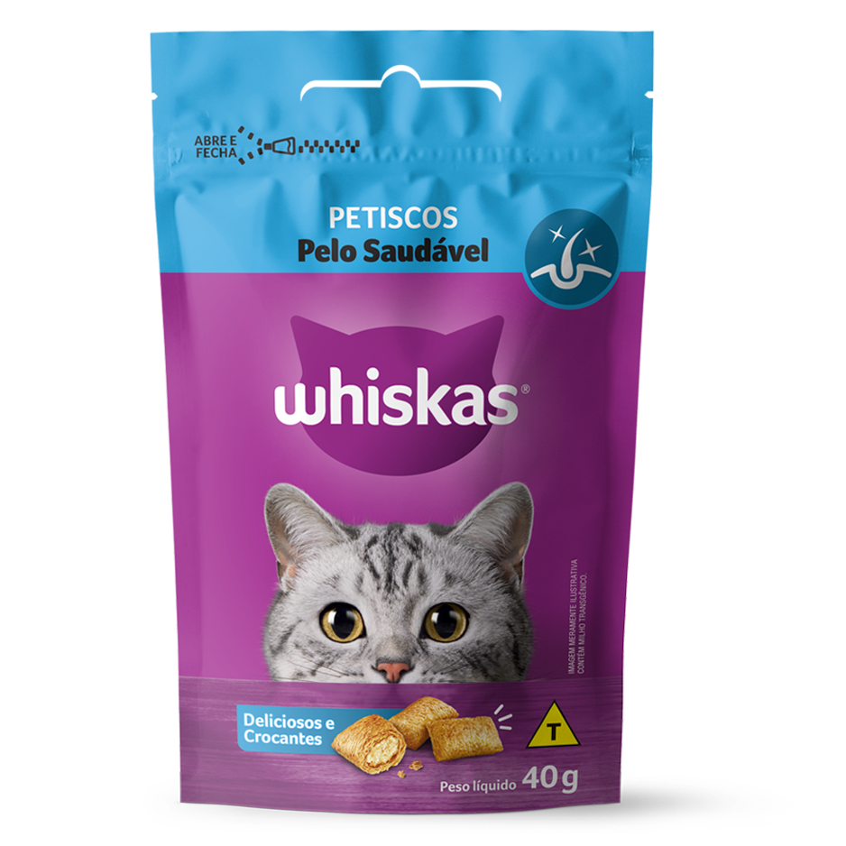 Petiscos para Gatos Adultos WHISKAS® Pelo Saudável